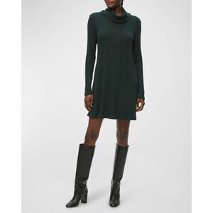 Michael Stars Hallie Rib Knit Turtleneck Dress Balsam Green Size S NWT